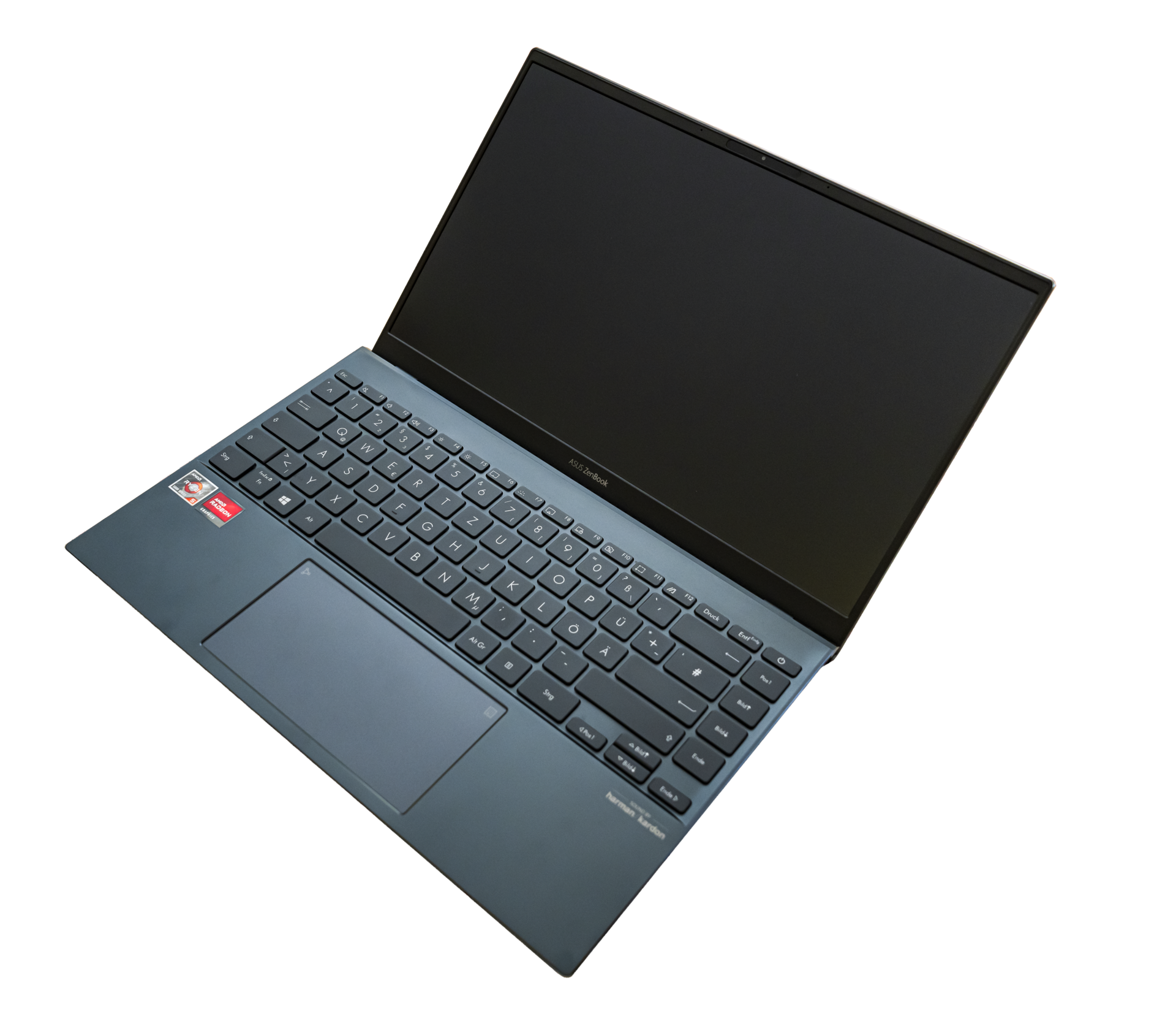 Open laptop showing keyboard and trackpad, relevant to battery and power management settings