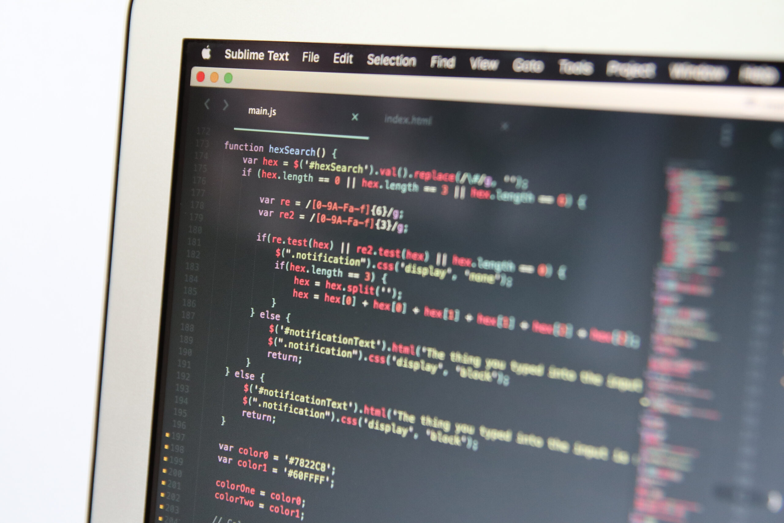 Code editor screen showing a coding session, representing the Codex integration in ChatGPT Work