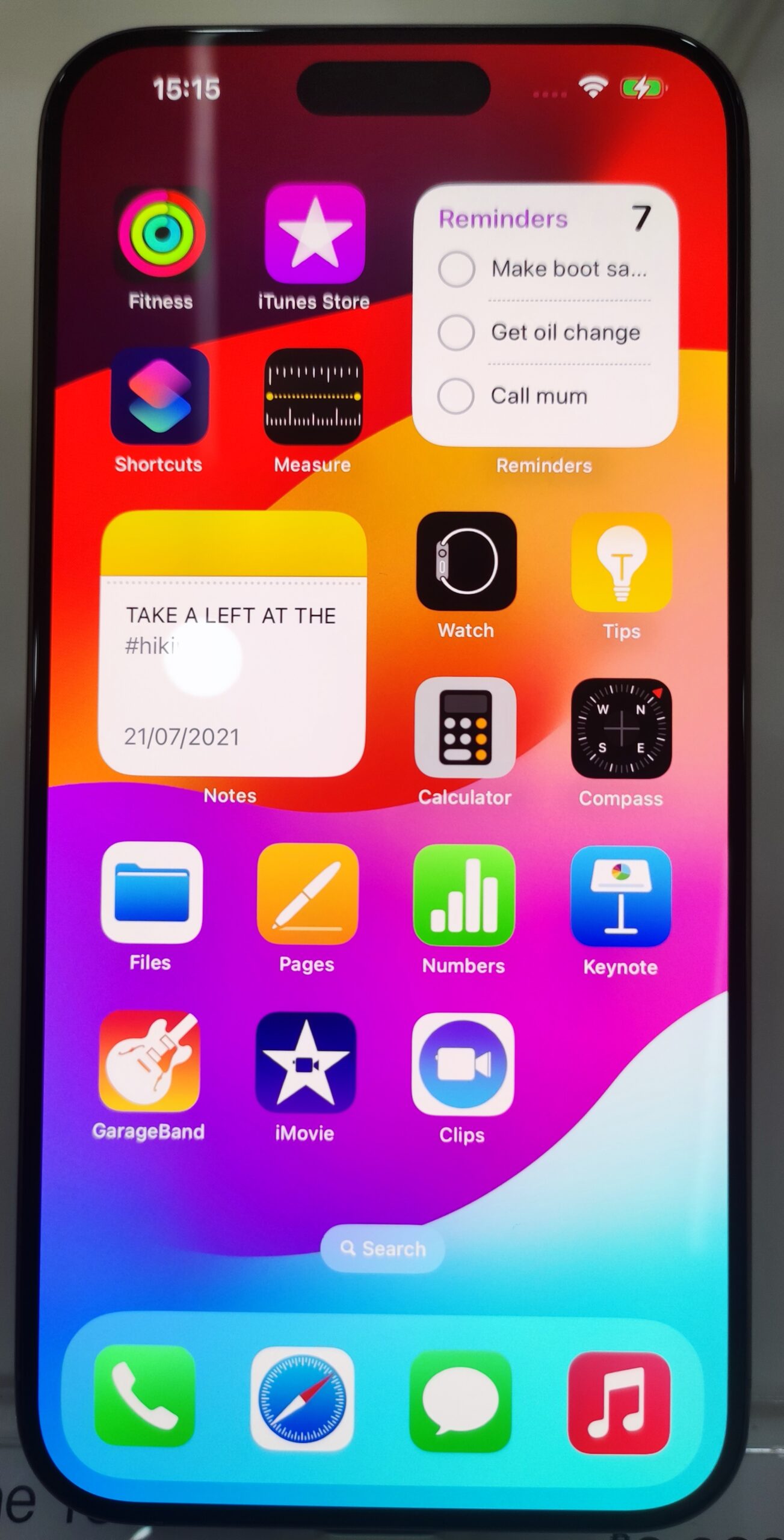 iPhone home screen with Dynamic Island, where Focus mode settings are managed