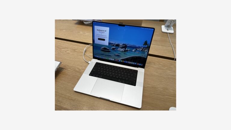 MacBook Pro 16-inch on a store display table
