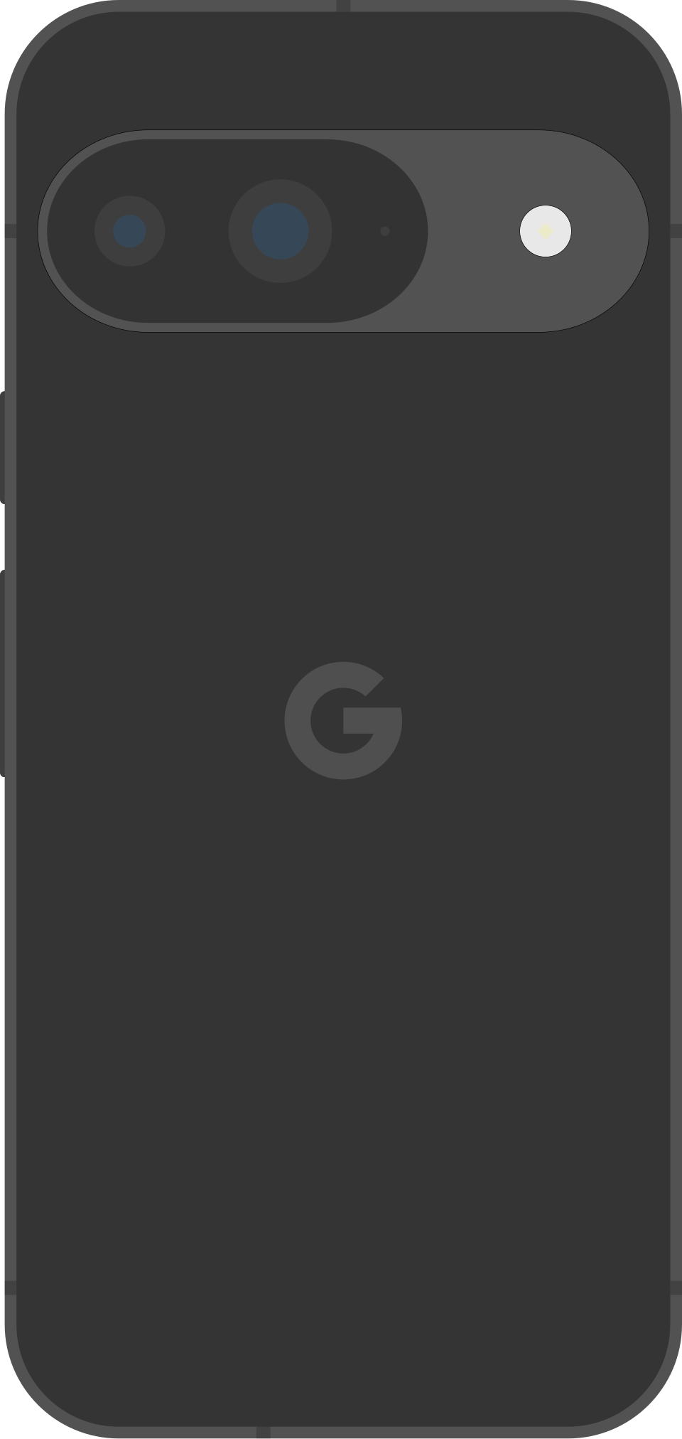 Illustration of the Google Pixel 9 rear panel with camera bar and G logo